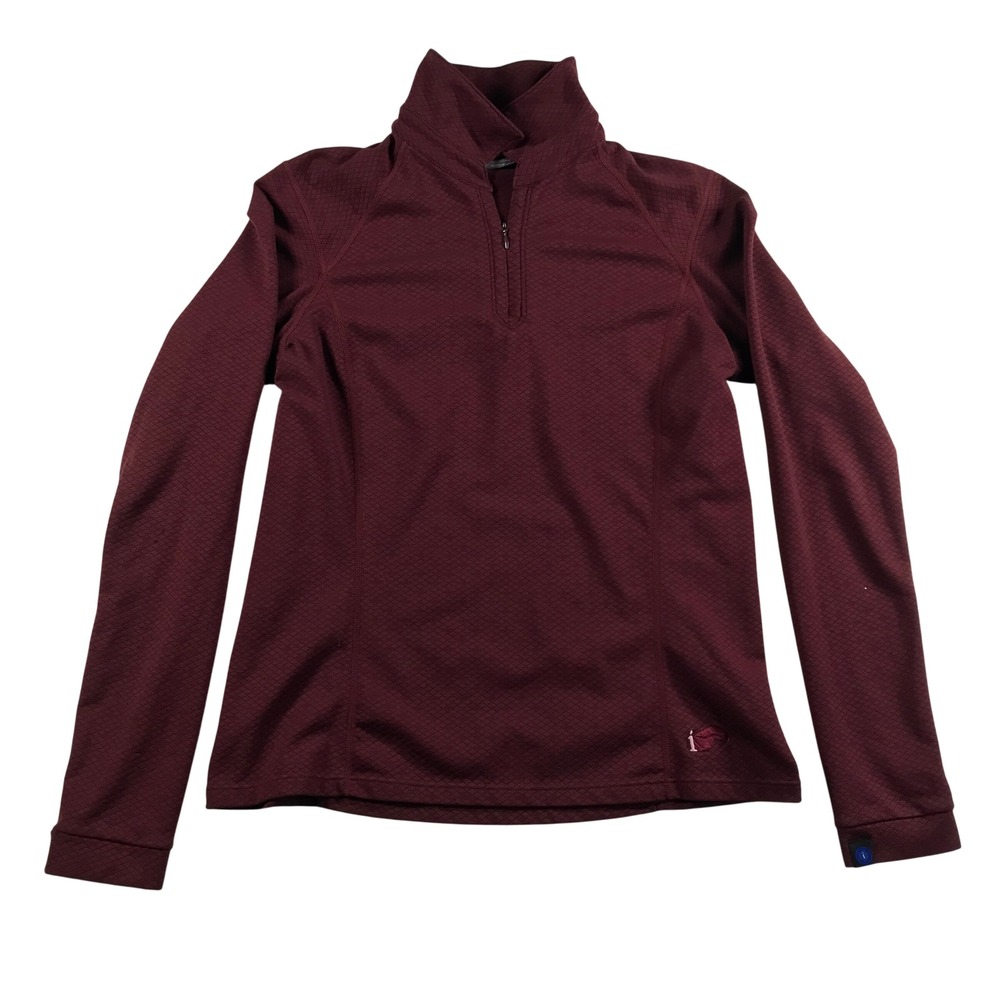 Irideon Riding Wear Womens Medium Burgundy Diamond Texture Quarter Zip Pullover